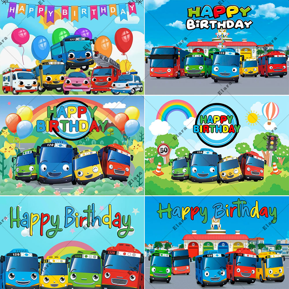Background For Kids Education - Kreskówka Anime Mały Autobus Dzieci 1.