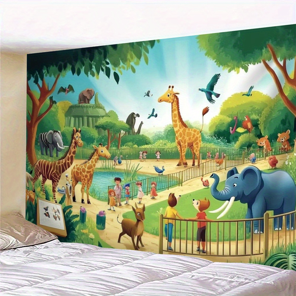 Background For Kids Education - 1 szt. Kreskówkowy Zwierzynnik Zoo Żyrafa